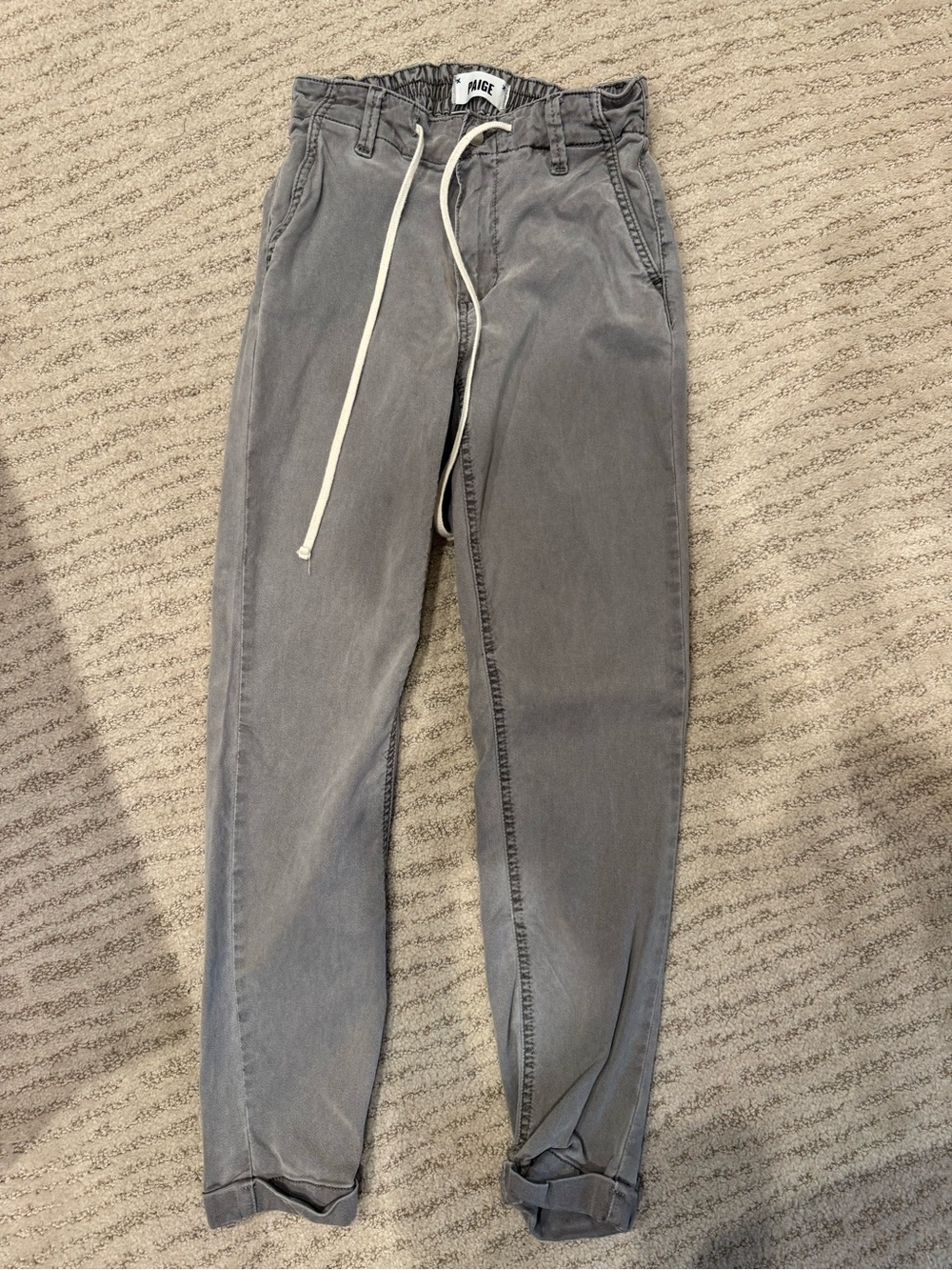 PAIGE Men's Washed Gray Drawstring Joggers